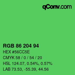 Color code: RGB 86 204 94 | qconv.com