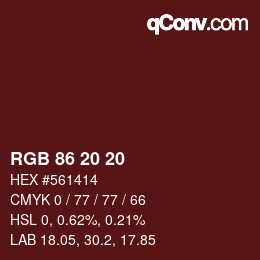 Farbcode: RGB 86 20 20 | qconv.com