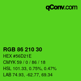 颜色代码: RGB 86 210 30 | qconv.com