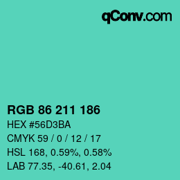 Color code: RGB 86 211 186 | qconv.com