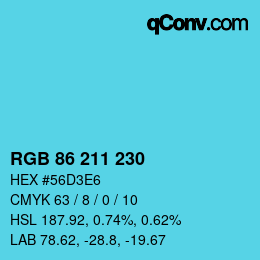 Color code: RGB 86 211 230 | qconv.com