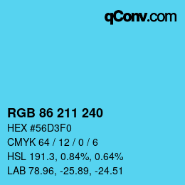 Color code: RGB 86 211 240 | qconv.com