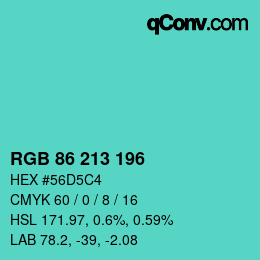 Color code: RGB 86 213 196 | qconv.com