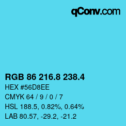 カラーコード: RGB 86 216.8 238.4 | qconv.com