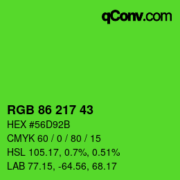 颜色代码: RGB 86 217 43 | qconv.com
