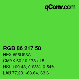 Color code: RGB 86 217 58 | qconv.com