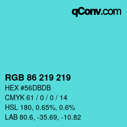 Color code: RGB 86 219 219 | qconv.com