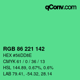 Color code: RGB 86 221 142 | qconv.com