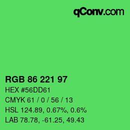 カラーコード: RGB 86 221 97 | qconv.com