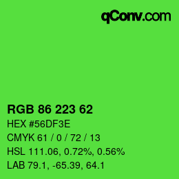 Color code: RGB 86 223 62 | qconv.com