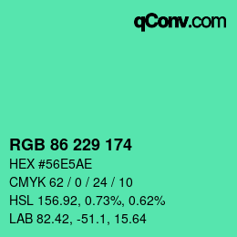 Color code: RGB 86 229 174 | qconv.com