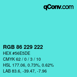 Color code: RGB 86 229 222 | qconv.com