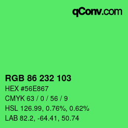 Color code: RGB 86 232 103 | qconv.com