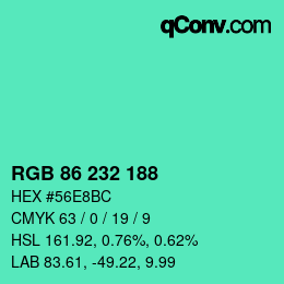Color code: RGB 86 232 188 | qconv.com