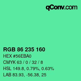 カラーコード: RGB 86 235 160 | qconv.com