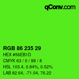 颜色代码: RGB 86 235 29 | qconv.com