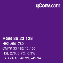 Color code: RGB 86 23 128 | qconv.com