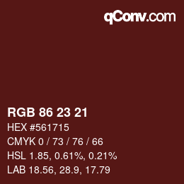 Color code: RGB 86 23 21 | qconv.com