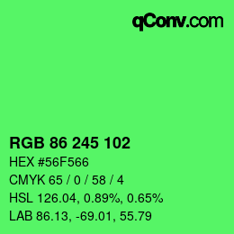 Color code: RGB 86 245 102 | qconv.com