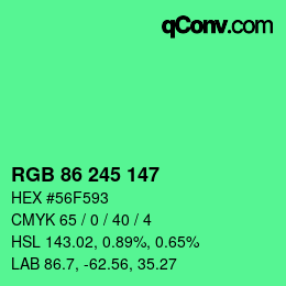 カラーコード: RGB 86 245 147 | qconv.com