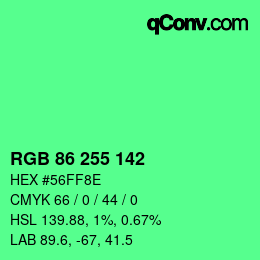 Color code: RGB 86 255 142 | qconv.com