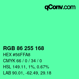 Color code: RGB 86 255 168 | qconv.com