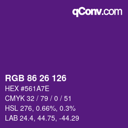Color code: RGB 86 26 126 | qconv.com