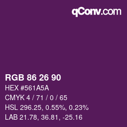 Color code: RGB 86 26 90 | qconv.com