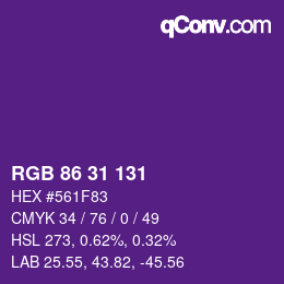 Color code: RGB 86 31 131 | qconv.com