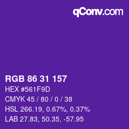Color code: RGB 86 31 157 | qconv.com