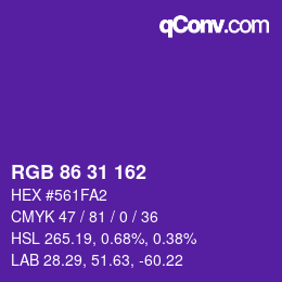 Color code: RGB 86 31 162 | qconv.com