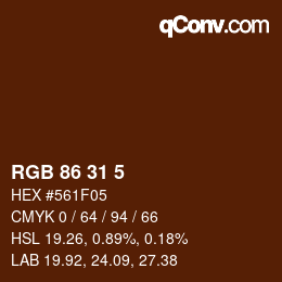 Color code: RGB 86 31 5 | qconv.com
