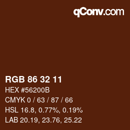 Color code: RGB 86 32 11 | qconv.com