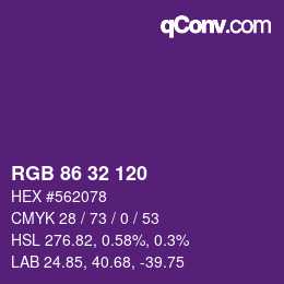 Color code: RGB 86 32 120 | qconv.com