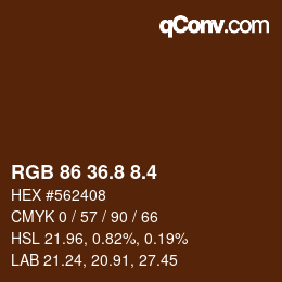 カラーコード: RGB 86 36.8 8.4 | qconv.com