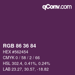 カラーコード: RGB 86 36 84 | qconv.com