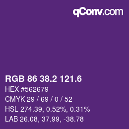 カラーコード: RGB 86 38.2 121.6 | qconv.com