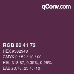 カラーコード: RGB 86 41 72 | qconv.com