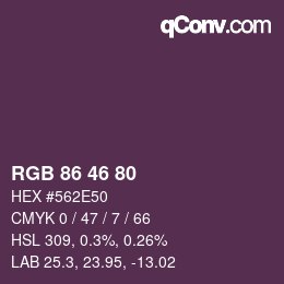 Color code: RGB 86 46 80 | qconv.com
