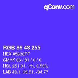 Color code: RGB 86 48 255 | qconv.com