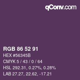 Código de color: RGB 86 52 91 | qconv.com