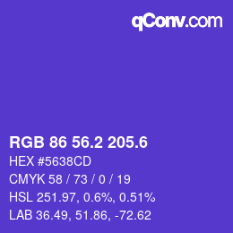 カラーコード: RGB 86 56.2 205.6 | qconv.com