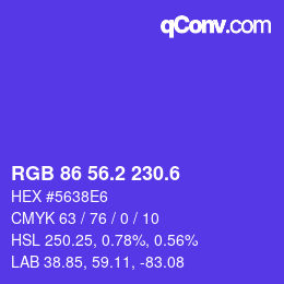 カラーコード: RGB 86 56.2 230.6 | qconv.com