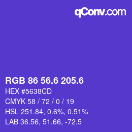 カラーコード: RGB 86 56.6 205.6 | qconv.com