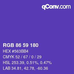 Color code: RGB 86 59 180 | qconv.com