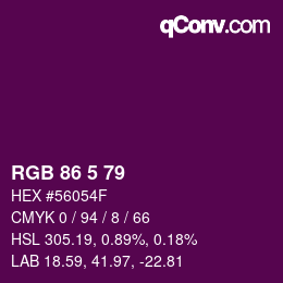 カラーコード: RGB 86 5 79 | qconv.com