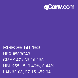 カラーコード: RGB 86 60 163 | qconv.com