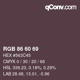 カラーコード: RGB 86 60 69 | qconv.com