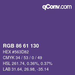 颜色代码: RGB 86 61 130 | qconv.com