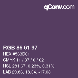 カラーコード: RGB 86 61 97 | qconv.com